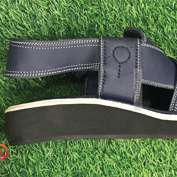 Men’s Classic Black Leather Sandals | Custom Handmade Leather Peshawari Sandals - Picture 7 of 9